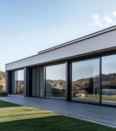 exterior-modern-house-with-garden-blue-sky-3d-rendering